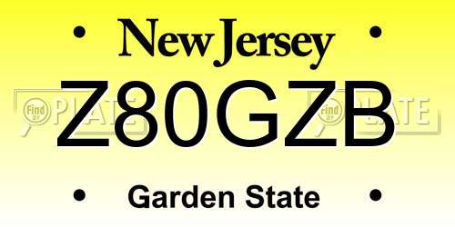 Z80GZB New Jersey License Plate