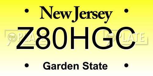 Z80HGC New Jersey License Plate