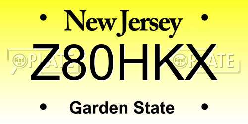 Z80HKX New Jersey License Plate