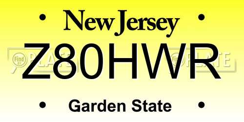 Z80HWR New Jersey License Plate