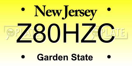 Z80HZC New Jersey License Plate