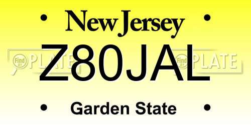 Z80JAL New Jersey License Plate