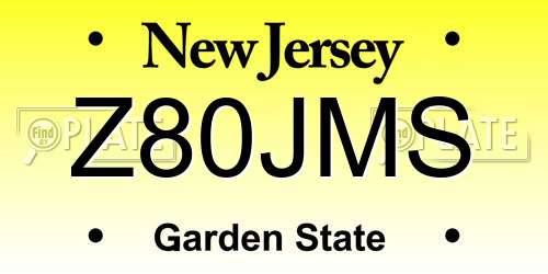 Z80JMS New Jersey License Plate