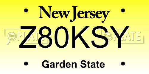 Z80KSY New Jersey License Plate