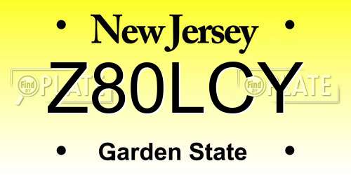 Z80LCY New Jersey License Plate