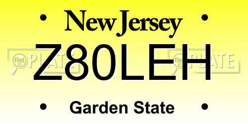 Z80LEH New Jersey License Plate