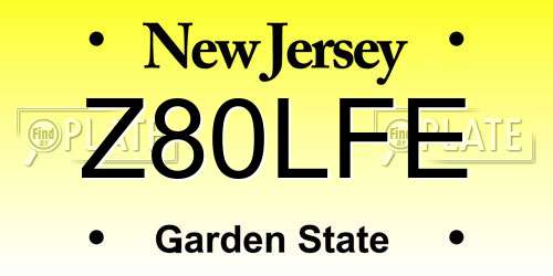 Z80LFE New Jersey License Plate
