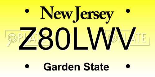 Z80LWV New Jersey License Plate