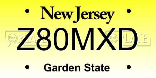 Z80MXD New Jersey License Plate