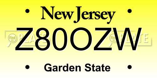 Z80OZW New Jersey License Plate