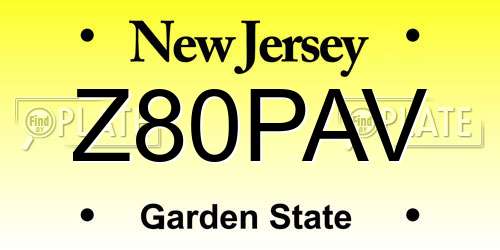 Z80PAV New Jersey License Plate