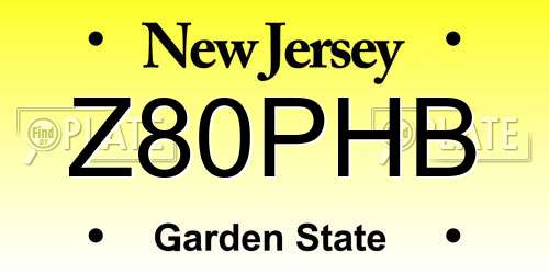 Z80PHB New Jersey License Plate