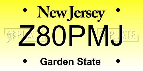 Z80PMJ New Jersey License Plate