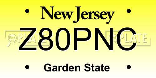 Z80PNC New Jersey License Plate