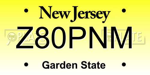 Z80PNM New Jersey License Plate