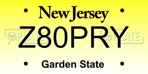 Z80PRY New Jersey License Plate