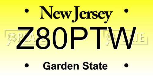 Z80PTW New Jersey License Plate
