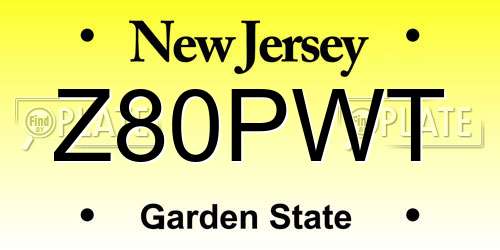 Z80PWT New Jersey License Plate