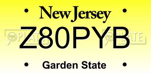 Z80PYB New Jersey License Plate