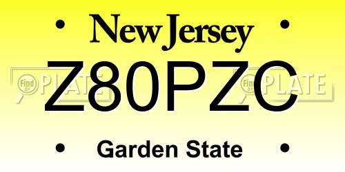 Z80PZC New Jersey License Plate
