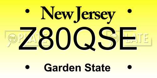 Z80QSE New Jersey License Plate