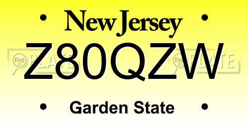 Z80QZW New Jersey License Plate