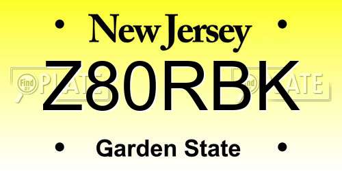 Z80RBK New Jersey License Plate