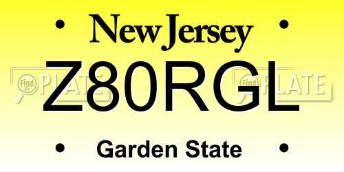Z80RGL New Jersey License Plate