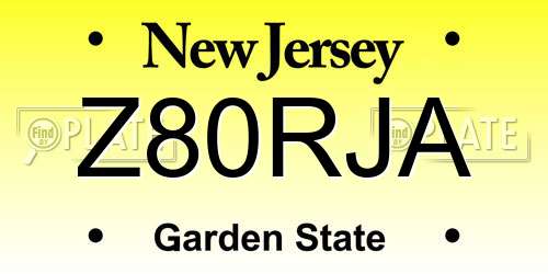 Z80RJA New Jersey License Plate