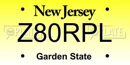 Z80RPL New Jersey License Plate