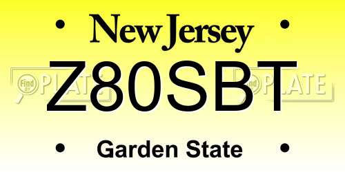Z80SBT New Jersey License Plate
