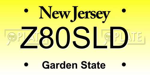 Z80SLD New Jersey License Plate