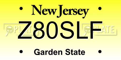 Z80SLF New Jersey License Plate
