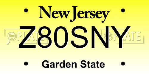 Z80SNY New Jersey License Plate