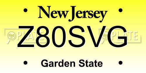 Z80SVG New Jersey License Plate