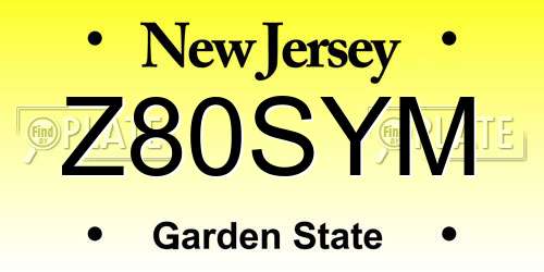 Z80SYM New Jersey License Plate