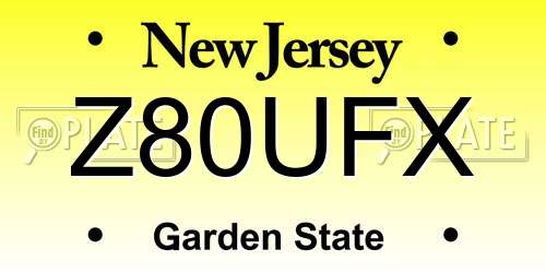 Z80UFX New Jersey License Plate