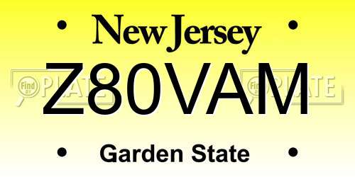 Z80VAM New Jersey License Plate