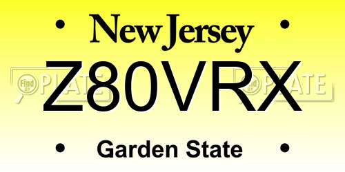 Z80VRX New Jersey License Plate