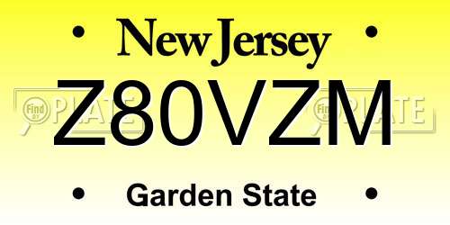 Z80VZM New Jersey License Plate