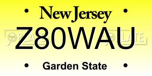 Z80WAU New Jersey License Plate