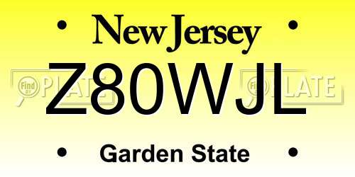 Z80WJL New Jersey License Plate