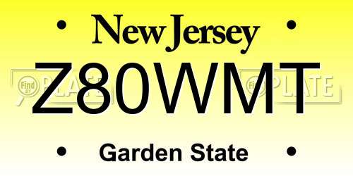 Z80WMT New Jersey License Plate