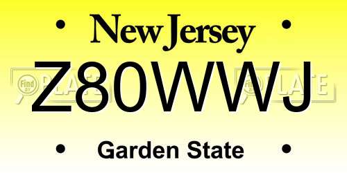 Z80WWJ New Jersey License Plate