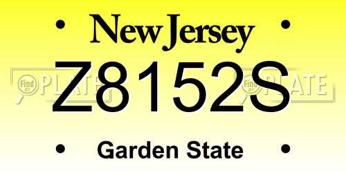 Z8152S New Jersey License Plate