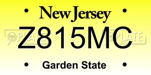 Z815MC New Jersey License Plate