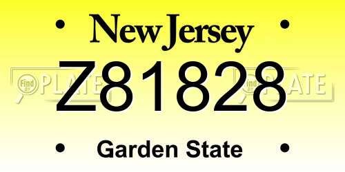 Z81828 New Jersey License Plate