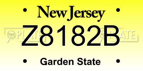 Z8182B New Jersey License Plate