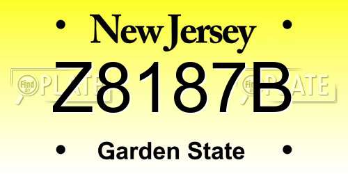 Z8187B New Jersey License Plate