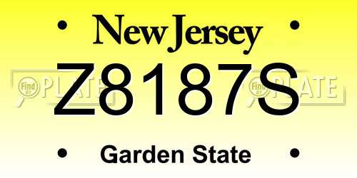 Z8187S New Jersey License Plate
